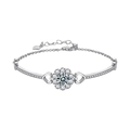 S925 sterling silver snowflake bracelet with sparkling moissanite sunflower design - Moissanite (XRZ030) / 925 Sterling Silver (White Gold Plated)