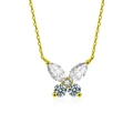 Elegant S925 silver butterfly necklace with sparkling moissanite stones in a gold finish - 60 Pts Moissanite / Gold