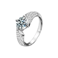S925 Sterling Zilveren Moissanite ring met ronde zetting en gedraaide band voor vrouwen - US 5 / 1 Karaat Moissanite
