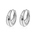 Elegant S925 sterling silver hoop earrings with brilliant-cut moissanite stones - 925 Sterling Silver (White Gold Plated) / 0.06ct Moissanite / Silver