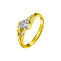 Bague en argent 925 avec moissanite taille ronde et finition dorée élégante - US 5 / Bague Femme Argent 925 0,5ct (Or Jaune)