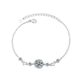 Sterling silver moissanite bracelet featuring a star charm and sparkling round pendant - 1 Carat Moissanite (XRZ026) / 925 Sterling Silver (White Gold Plated)