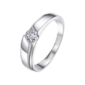 Bague de couple minimaliste en argent 925 avec anneau large et moissanite ronde - US 7 / Bague Homme Argent 925 0,5ct (Or Blanc)