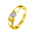 Bague élégante en argent S925 doré sertie d'une moissanite ronde brillante et raffinée - US 7 / Bague Homme Argent 925 0,5ct (Or Jaune)