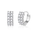 S925 sterling silver hoop earrings with double-row moissanite stones on white background - 925 Silver / 2.25mm Moissanite * 24 Stones