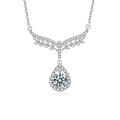 Collana ali d'angelo in argento 925 con ciondolo a goccia in moissanite lucida - Moissanite da 1 Carato / Argento Sterling 925 (Placcato Oro Bianco)