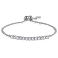 Adjustable S925 sterling silver smile bracelet with thirteen round moissanite stones - Smile Style (3mm Moissanite) / White Gold