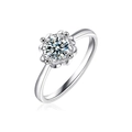 Elegant S925 sterling silver moissanite engagement ring with floral petal setting - US 5 / 0.5ct Moissanite (White Gold Color)