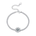 Elegante bracciale tennis a girasole in argento sterling S925 con accenti in moissanite - Argento Sterling 925 (Placcato Oro Bianco) / Moissanite da 1 Carato