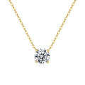 Halskette aus vergoldetem 925er Sterlingsilber mit einem 1 Karat Moissanit Solitär-Anhänger - 0.5 ct / Gold