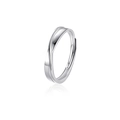 Silver Mobius twisted open ring in 925 sterling silver with a polished mirror finish - Plain Band (Adjustable) / Moebius Strip Men's Ring (Platinum Silver)