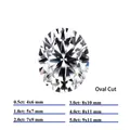 Detailed chart showing oval cut moissanite sizes from 0.5ct to 5.0ct with dimensions - 0.5ct / Oval