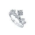 Elegant 925 silver Mobius crown ring with sparkling round moissanite in white gold finish - Knight & Princess (Female 50pt)
