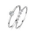 Conjunto de anillos en plata 925 y moissanita con banda trenzada y engaste de garras - US 9 / Moissanita