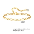 Detail of 18K gold stainless steel chain bracelet with adjustable 16-21cm length - Bracelet / Gold