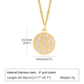 Collar de acero inoxidable chapado en oro con colgante redondo de árbol de la vida - Dorado