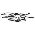 Yin Yang braided cord bracelets for couples with magnetic heart and agate details - Tai Chi Yin Yang Pair (CB-129BW)