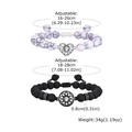 Zweiteiliges Set verstellbare Perlenarmbänder mit Herz und runden Anhängern in Weiß - Schwarz und Weiß Herz Rund Pärchen Set (5800340567846)