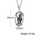 Zwarte roestvrijstalen ovale Sint-Christoffel hanger van 39mm bij 25mm groot - Stalen Kleur Hanger (Zonder Ketting)