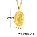 Gouden Saint Christopher roestvrijstalen ovale hanger met afmetingen en reliëf - Goudkleurige Hanger (Zonder Ketting)