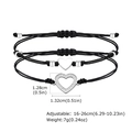 Set di 3 bracciali intrecciati neri regolabili con ciondoli a cuore in acciaio e zirconi - Set da 2 pezzi Cuore Nero Madre e Figlia (1719)