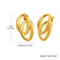 Orecchini ovali a doppio cerchio in acciaio dorato da 3 cm con misure e peso - Oro