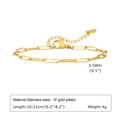 Pulsera de cadena de eslabones dorada de acero inoxidable con etiqueta K18 ajustable - Dorado
