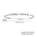 Detalle de pulsera de acero inoxidable con circonitas y especificaciones de 17cm - Color Acero