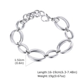 Poliertes Gliederkettenarmband aus Edelstahl mit Karabinerverschluss und Details - Silber Ovaler Gliederkette Stil (BR-2164S)