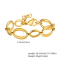 Detailansicht eines goldfarbenen Gliederkettenarmbands mit Karabinerverschluss und Maßen - Gold Ovaler Gliederkette Stil (BR-2164G)