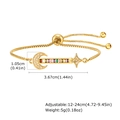 Detail of adjustable gold bracelet with colorful gems and moon star dimensions - Star Moon Colorful Stones Style (PBR137)