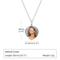 Collar con colgante de foto de corazón de cristal plateado con cadena de 50cm y 36mm - Forma de Corazón (01 Doble Cara)