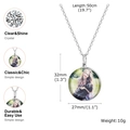 Custom silver round photo locket necklace with crystal glass and 50cm stainless steel chain - Round Shape (03 Double-Sided)
