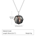 Colgante hexagonal de cristal personalizado con foto propia y cadena de plata fina - Forma de Rombo (04 Doble Cara)