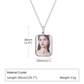 Collar de fotos de cristal octogonal personalizado con cadena de plata de 50cm - Forma Octogonal (05 Doble Cara)