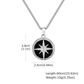 Men's steel compass pendant with star motif and Tiger Eye, size 2.8cm by 2.4cm - Black Onyx Pendant Only (Without Chain)