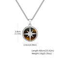 Detailed view of silver octagram pendant necklace with natural tiger eye stone inlay - Tiger Eye Pendant Only (Without Chain)