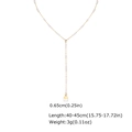 Detail view of gold Y-shaped necklace with small pearls and heart charm measurements - Gold