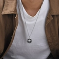 Men's stainless steel necklace with octagram star and natural tiger eye stone pendant - Black Onyx Pendant with Chain