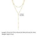 Detail of double-layer gold beaded Y-necklace with adjustable 37-42cm chain and tiny beads - NC-1476G01 / Gold
