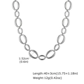 Minimalist silver stainless steel oval link necklace with adjustable chain and sizes - Silver Chunky Link Necklace (NC-2398S)