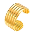 Unregelmäßiges breites Goldarmband mit gerippter, mehrschichtiger gewellter Oberfläche - Gerippter Wellenstil (B-62701)
