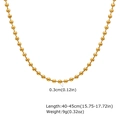 Detalle del collar de bolas doradas de 3mm con cadena ajustable de 40-45cm y acabado pulido - Dorado