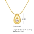 Detail van gouden druppelhanger met hart-zirkonia en kralenketting inclusief maten - Goud