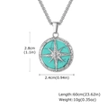 Men's stainless steel necklace with turquoise octagram star compass pendant on chain - Turquoise Pendant Only (Without Chain)