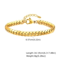 Pulsera de cadena cubana dorada para mujer en acero inoxidable con etiqueta K18 - Estilo de Arco Clásico (BR-1937) / Ancho 5.7MM Longitud 16-19CM Ajustable / Dorado