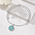 Men's stainless steel necklace featuring turquoise pendant with silver compass star design - Turquoise Pendant with Chain