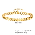 Pulsera de eslabones cubanos dorados minimalista para mujer con grabado K18 y largo ajustable - Estilo Cubano Plano (BR-1093) / Ancho 5MM Longitud 16-19CM Ajustable / Dorado