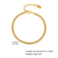 Dettaglio del bracciale barbazzale dorato in acciaio con marchio K18 e misure - Stile Cubano Piatto (BR-1093) / Larghezza 3MM Lunghezza 16-19CM Regolabile / Oro