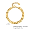 Dettaglio del bracciale a catena in acciaio inossidabile dorato 18K con moschettone - Stile Cubano Piatto (BR-1093) / Larghezza 7MM Lunghezza 16-19CM Regolabile / Oro